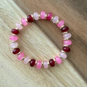 Pink and Gold Glass Beaded Bracelet